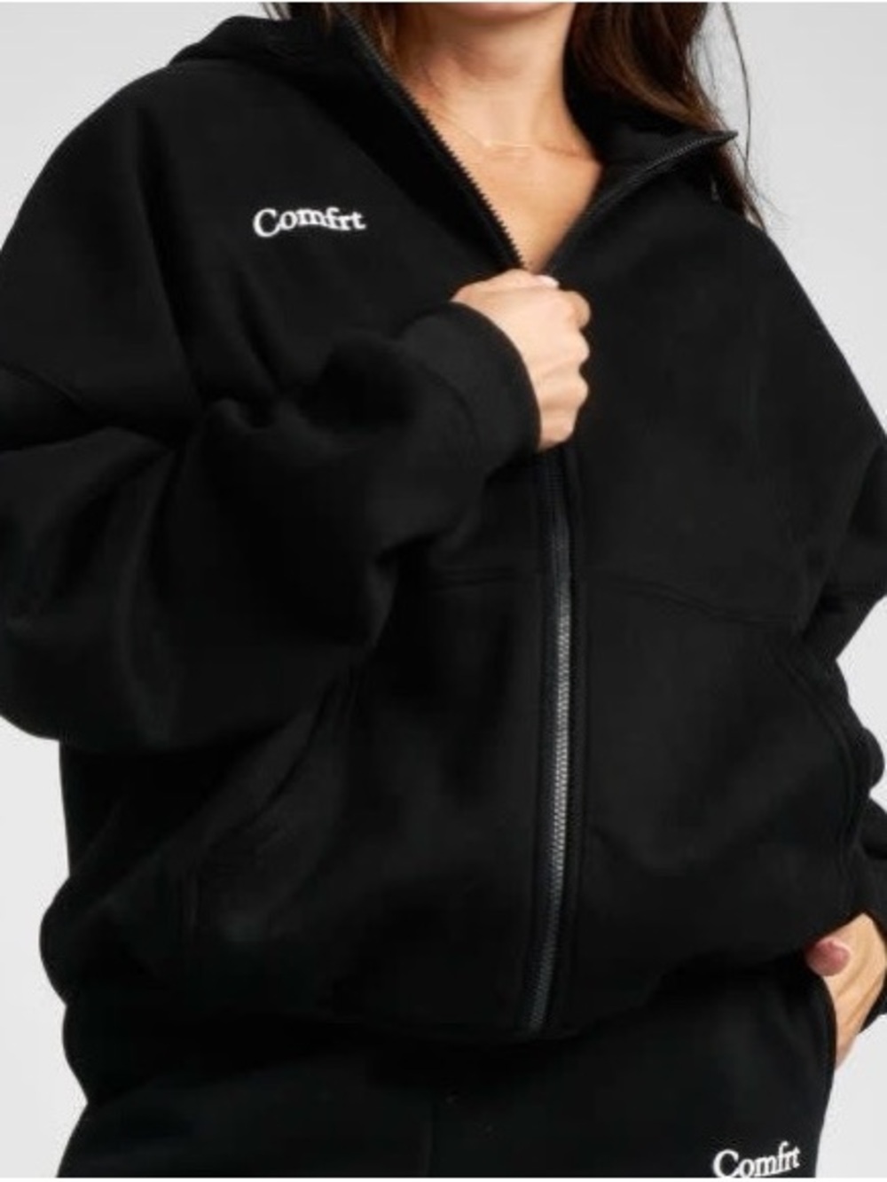 Women's Black Zip-Up Hoodie Jacket